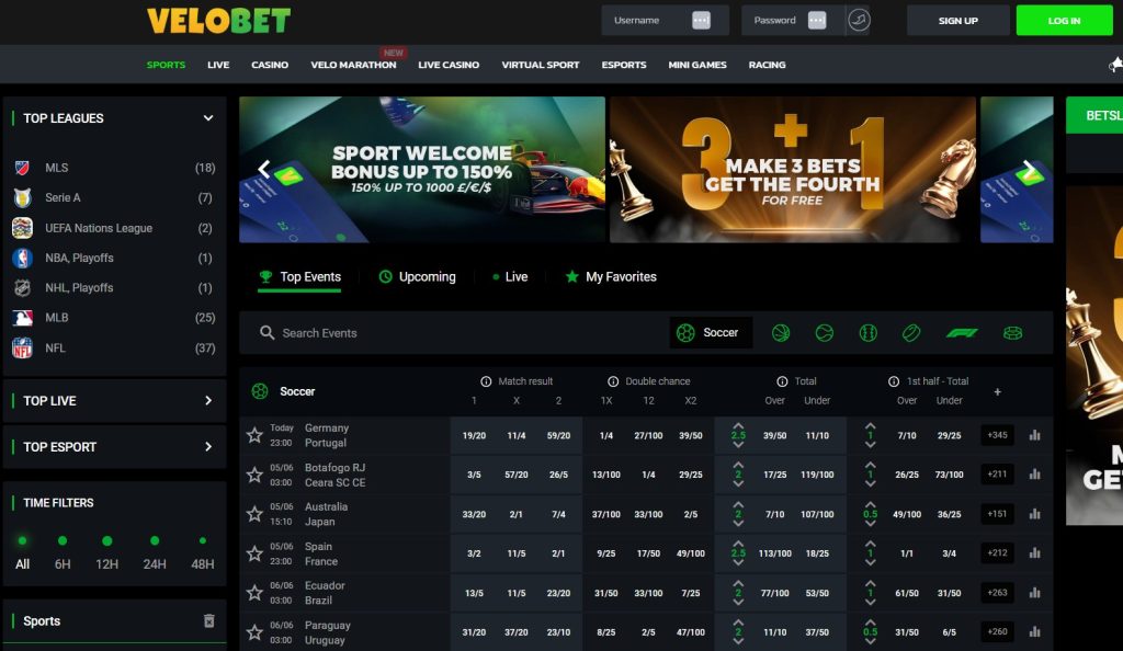 Sportsbook at VeloBet